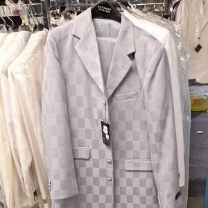 Gray Checkered Kids's Suit